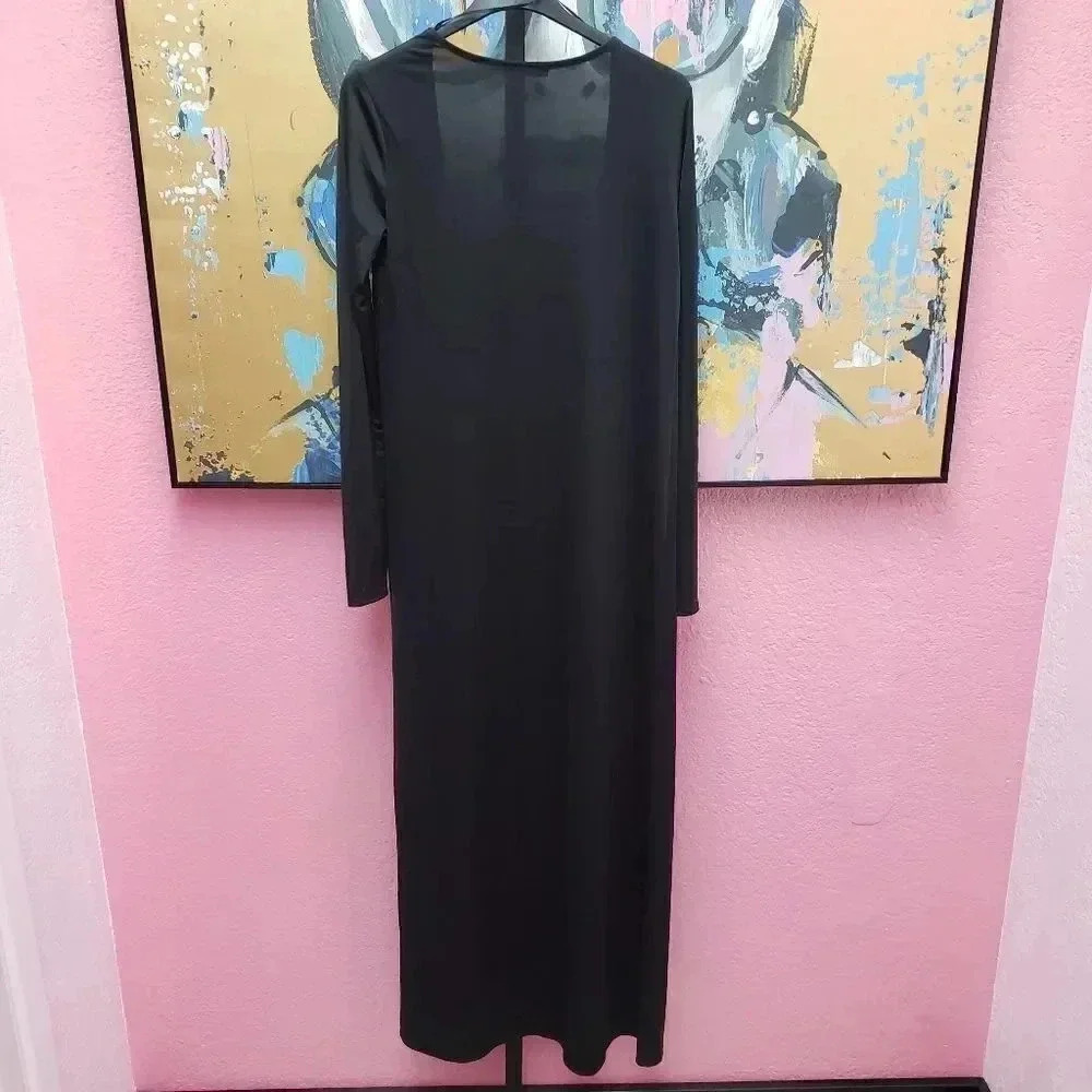 Fashion Nova Long Black Duster Size Medium - Picture 6 of 6